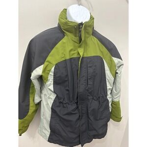 L.L. Bean Kids XL 18 Green Gray Hooded Ski Jacket Coat Waterproof Nylon Outdoor